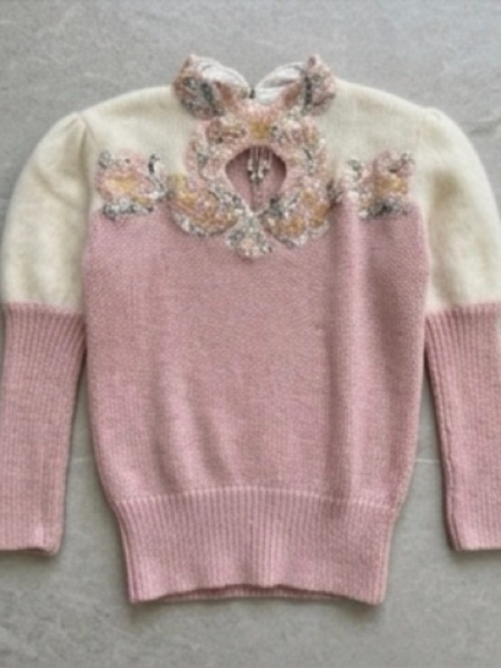 Vintage Alexa Grace Embellished Angora Silk Knit Sweater